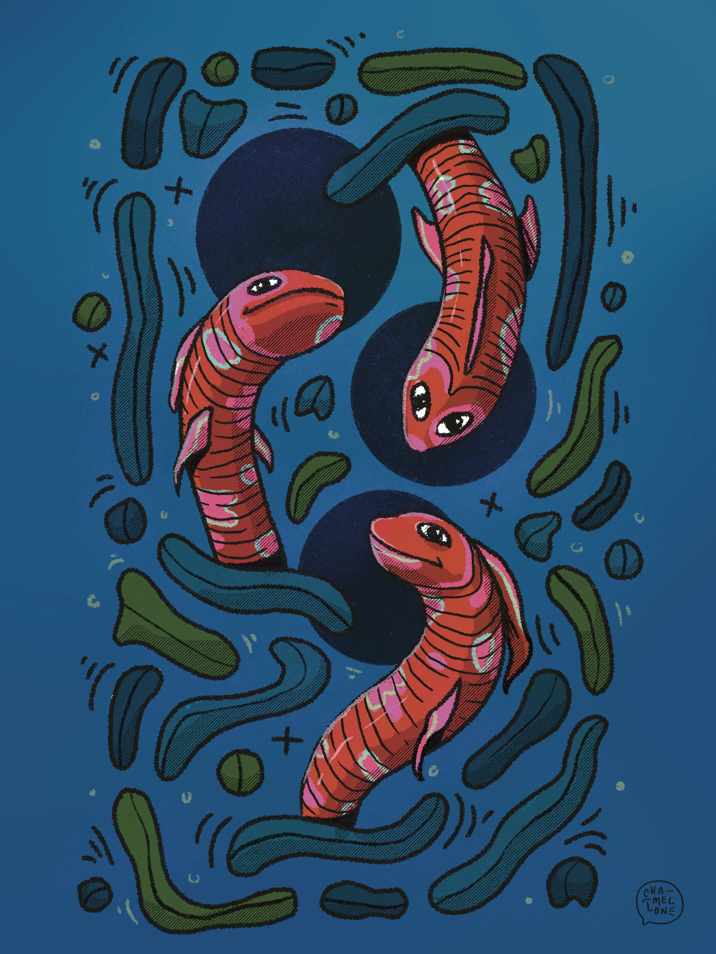 Final Water Snakes piece with color