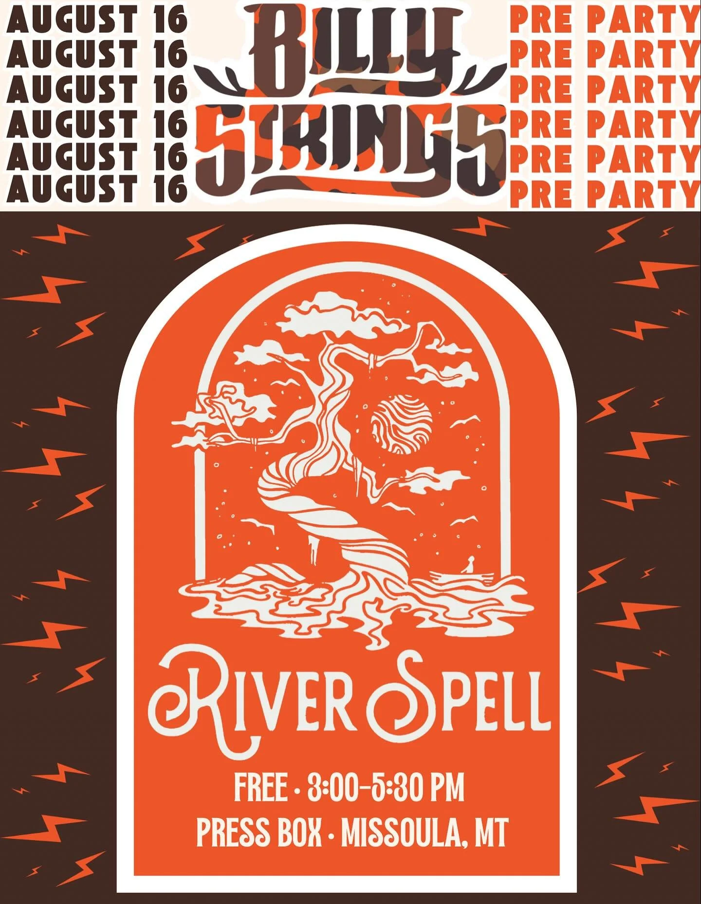⛰️MISSOULA⛰️

Join us for a free @billystrings pre-party at @pressboxsportgrill on 8/16! We&rsquo;re so excited to make our Missoula debut.. spread the word &amp; we hope to see you there!