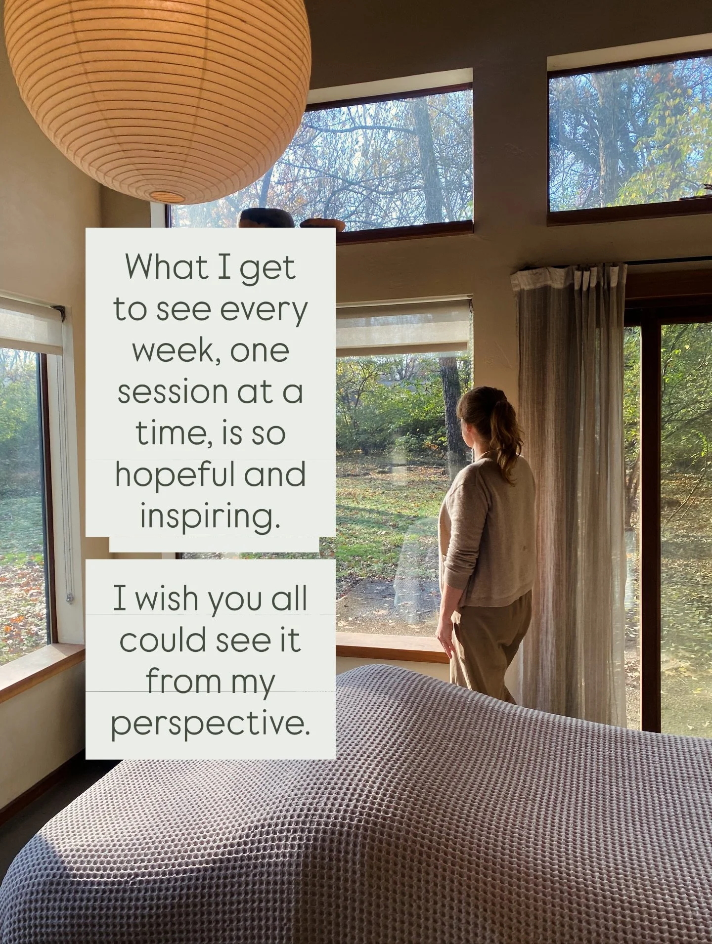 What I get to see every week, one session at a time, is so hopeful and inspiring. I wish you all could see it from my perspective. 

Your community is healing. The community is taking a moment out of the day to rest. To remember how it feels to feel 