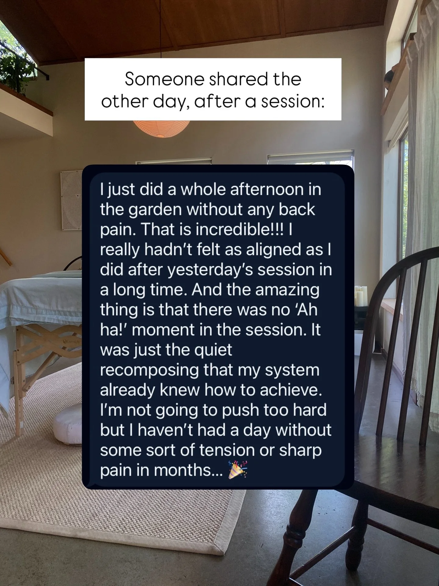 Someone sent me this the other day, and I think it&rsquo;s really important to note that they experienced a major change after a session that didn&rsquo;t have an &lsquo;ah-ha&rsquo; moment. 

This is a common experience. People come in and hear the 