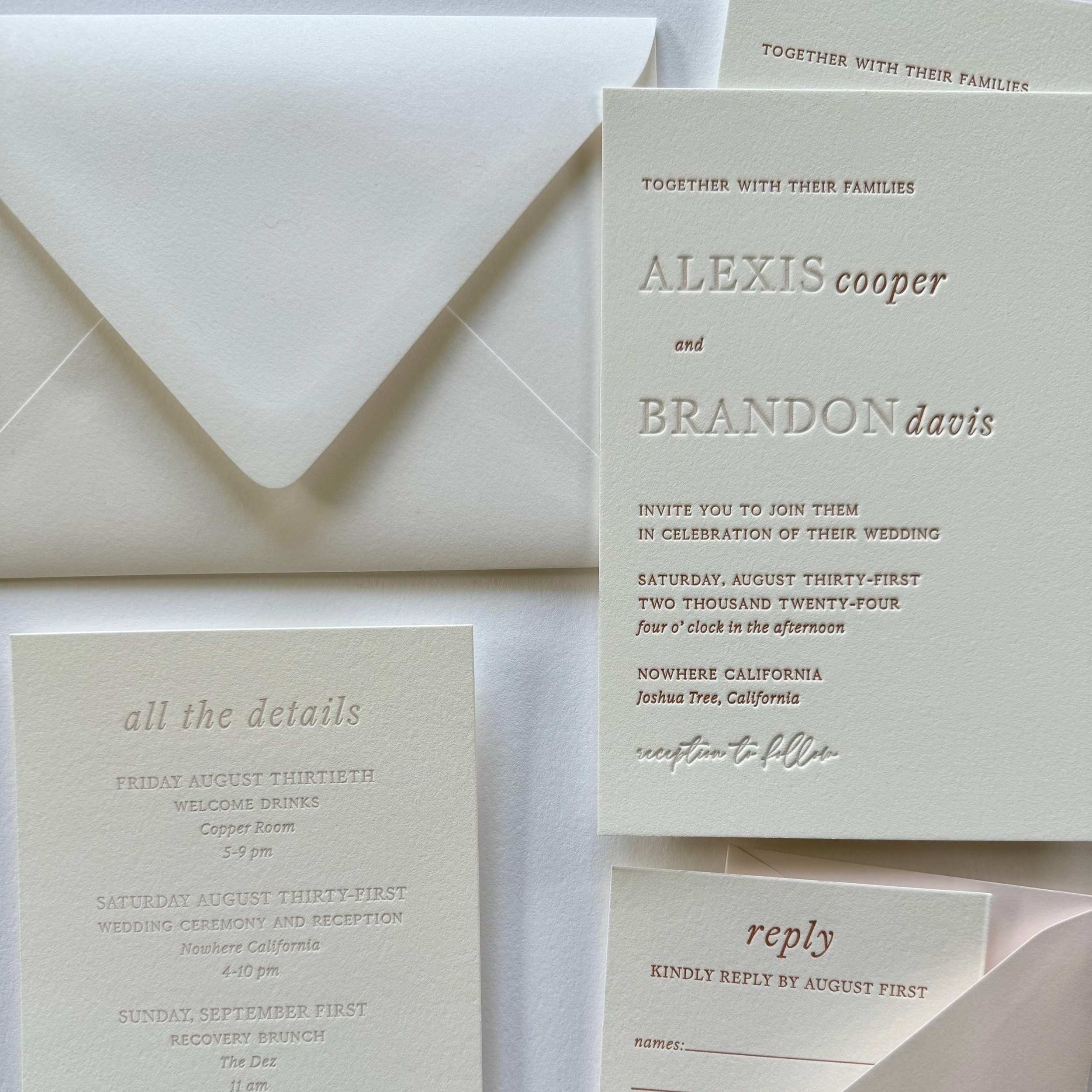semi custom letterpress wedding invitations