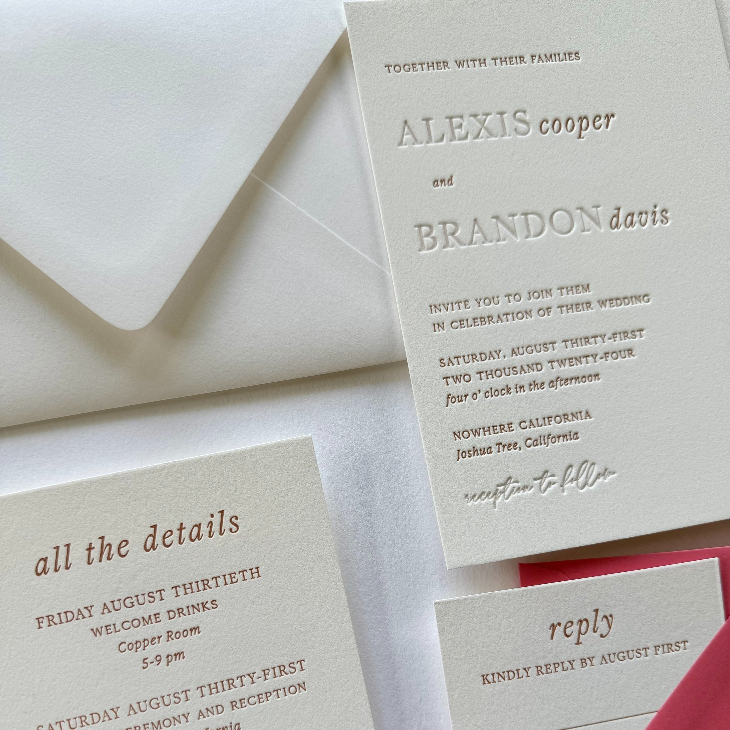 semi custom letterpress wedding invitations