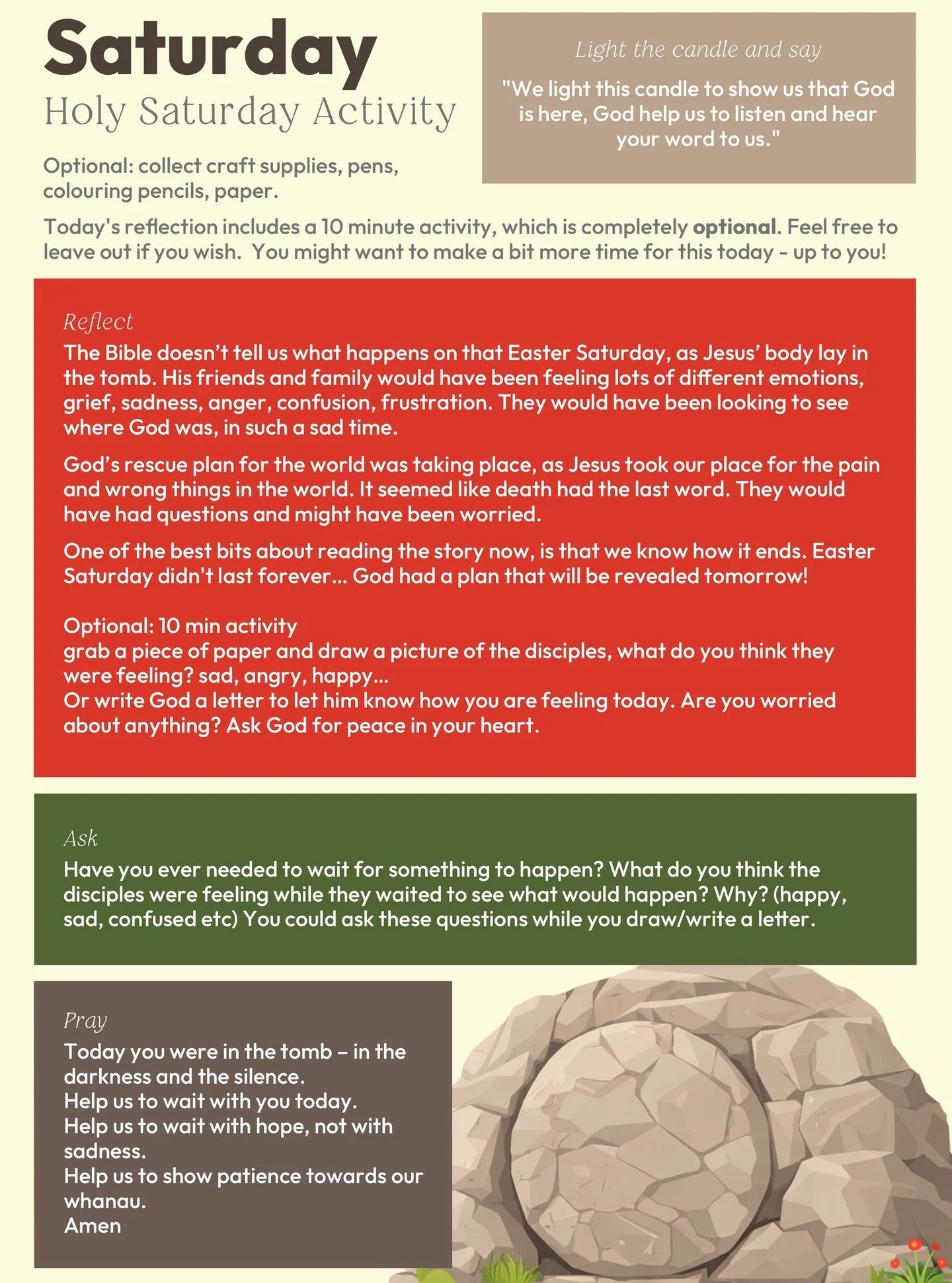 Saturday - Holy Saturday Activity