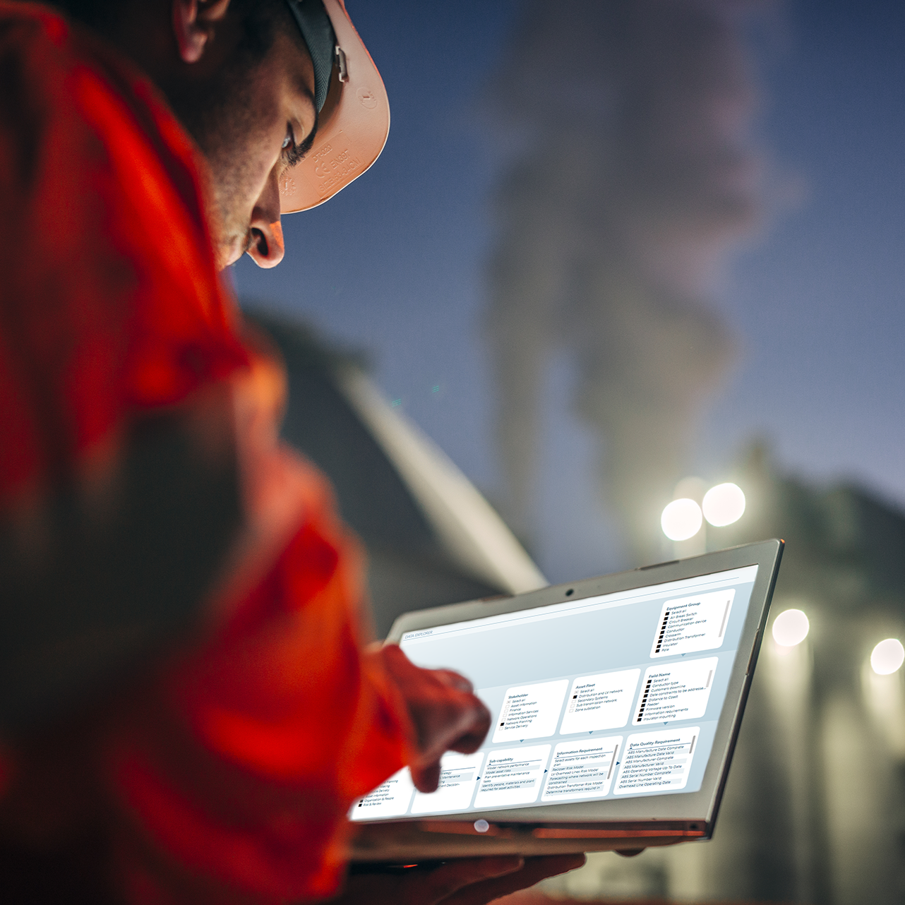 Person Using DataFrame for Asset Inspection