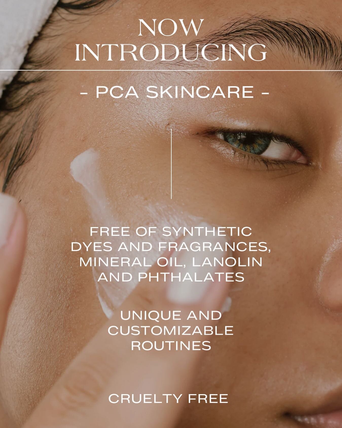 We are very excited to announce the arrival of PCA Skincare✨
We have our very own PCA Certified Professional ready to educate you on the proper skincare routine fit for YOU. 
Contact Melinda at 603-759-8288 for questions and scheduling
@melindaparadi