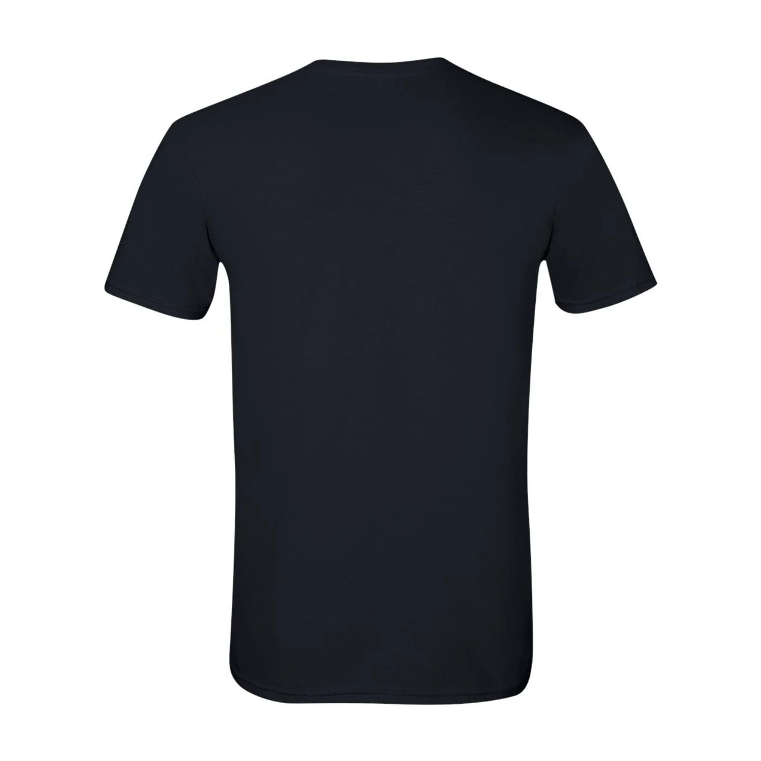 Back view: Plain back of black unisex crew neck t-shirt, Mongolian heritage shirt