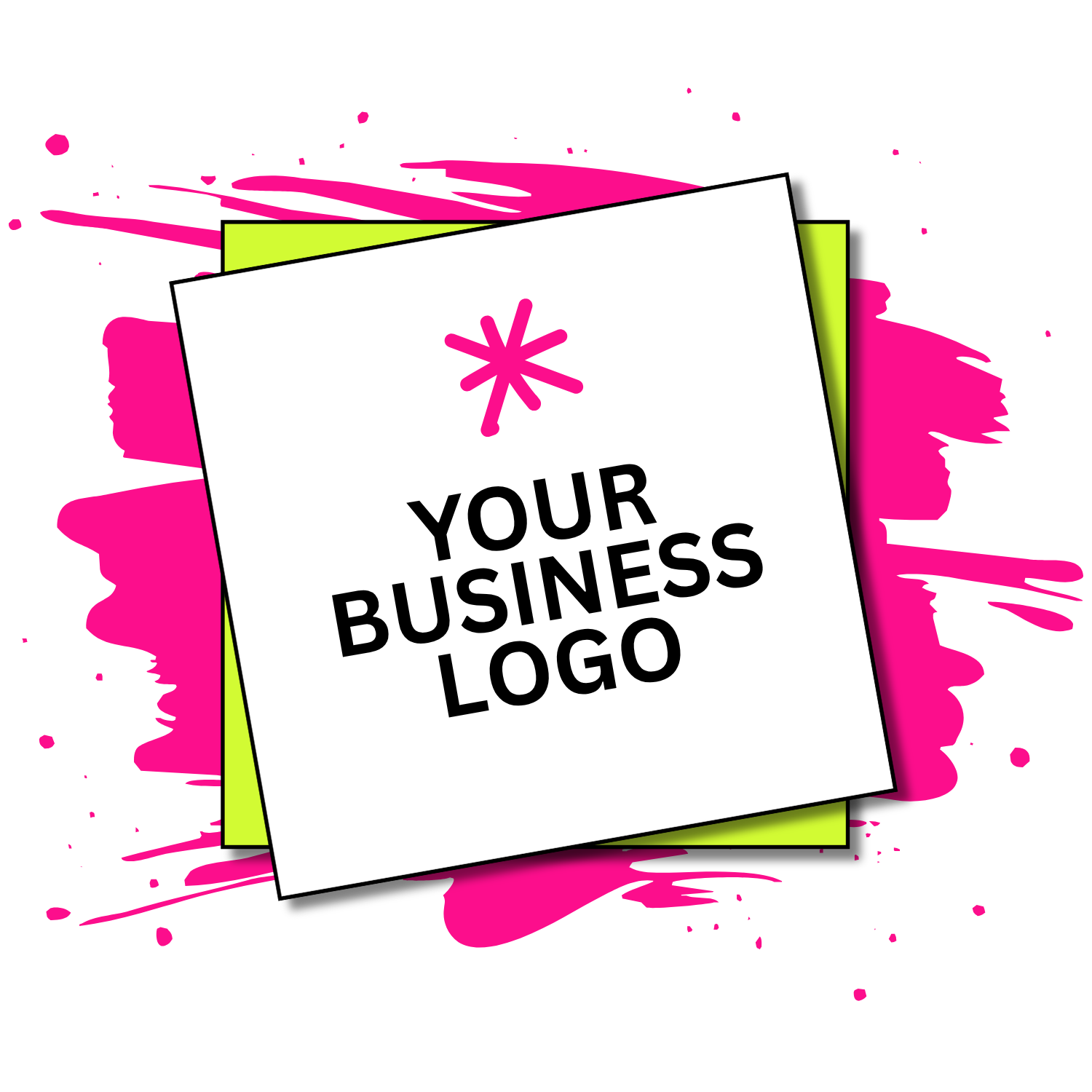 Custom business logo design mockup with pink paint accents