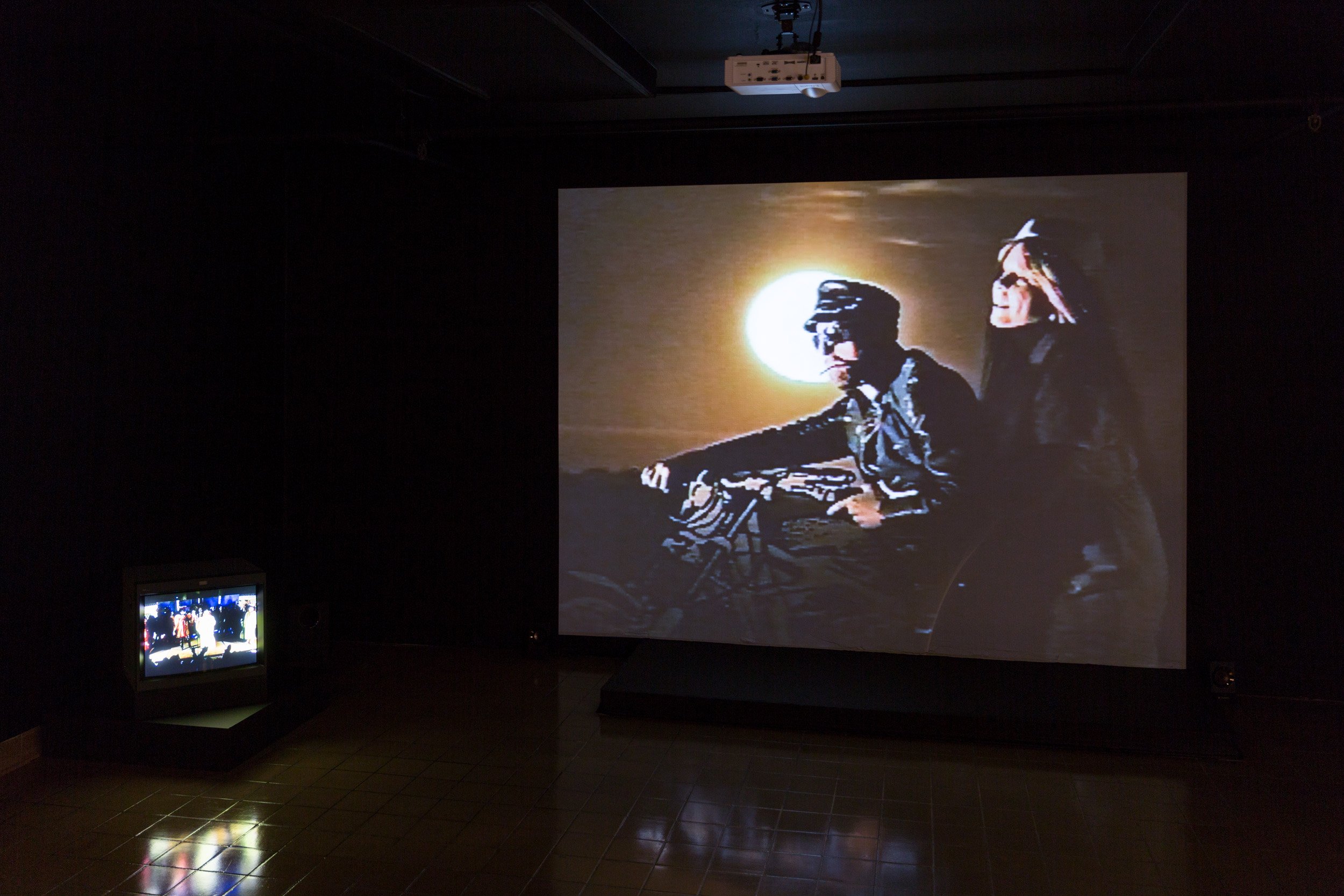 Die Kränken, 2 Channel Video, Sprayed With Tears, Installation View, 2017.