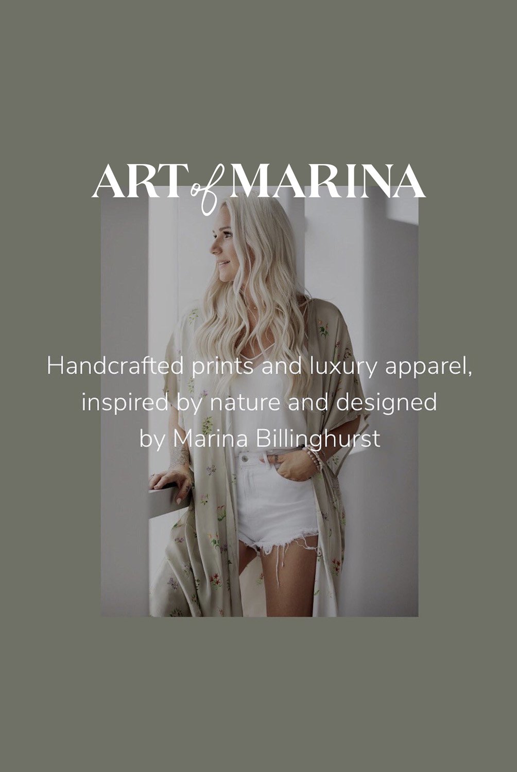 Typographic logo design and tagline for watercolour artist and fashion designer, Art of Marina