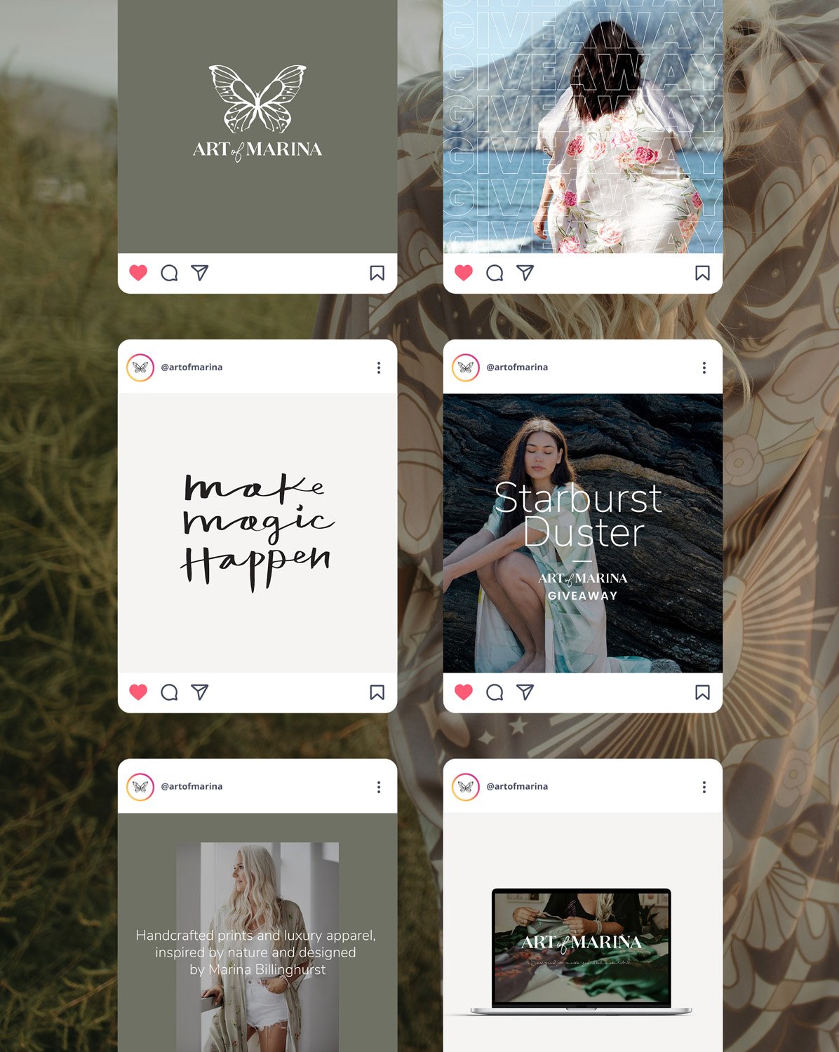 Instagram templates for watercolour artist and fashion designer, Art of Marina