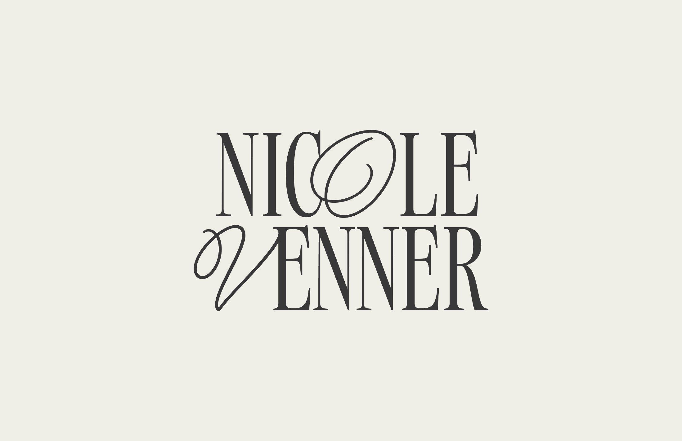 Typographic logo design featuring a mix of script and editorial serif letters