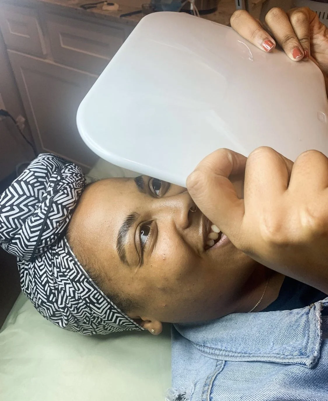 happy brow lamination client in okc