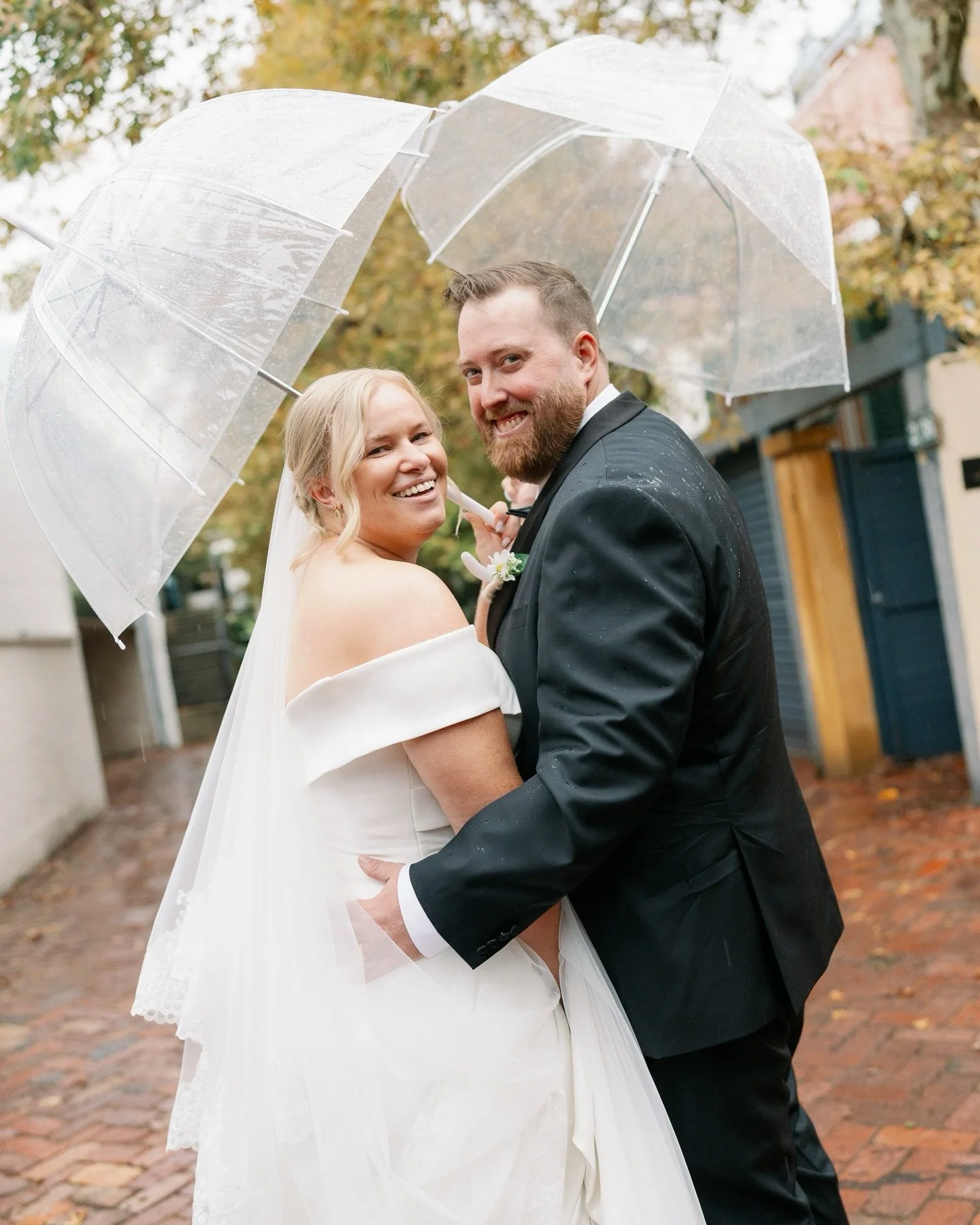 Emily &amp; Robert! 🥂 No amount of rain stopping these 2 from sharing the love with their family &amp; friends and saying I Do. A day to truly remember ☔️