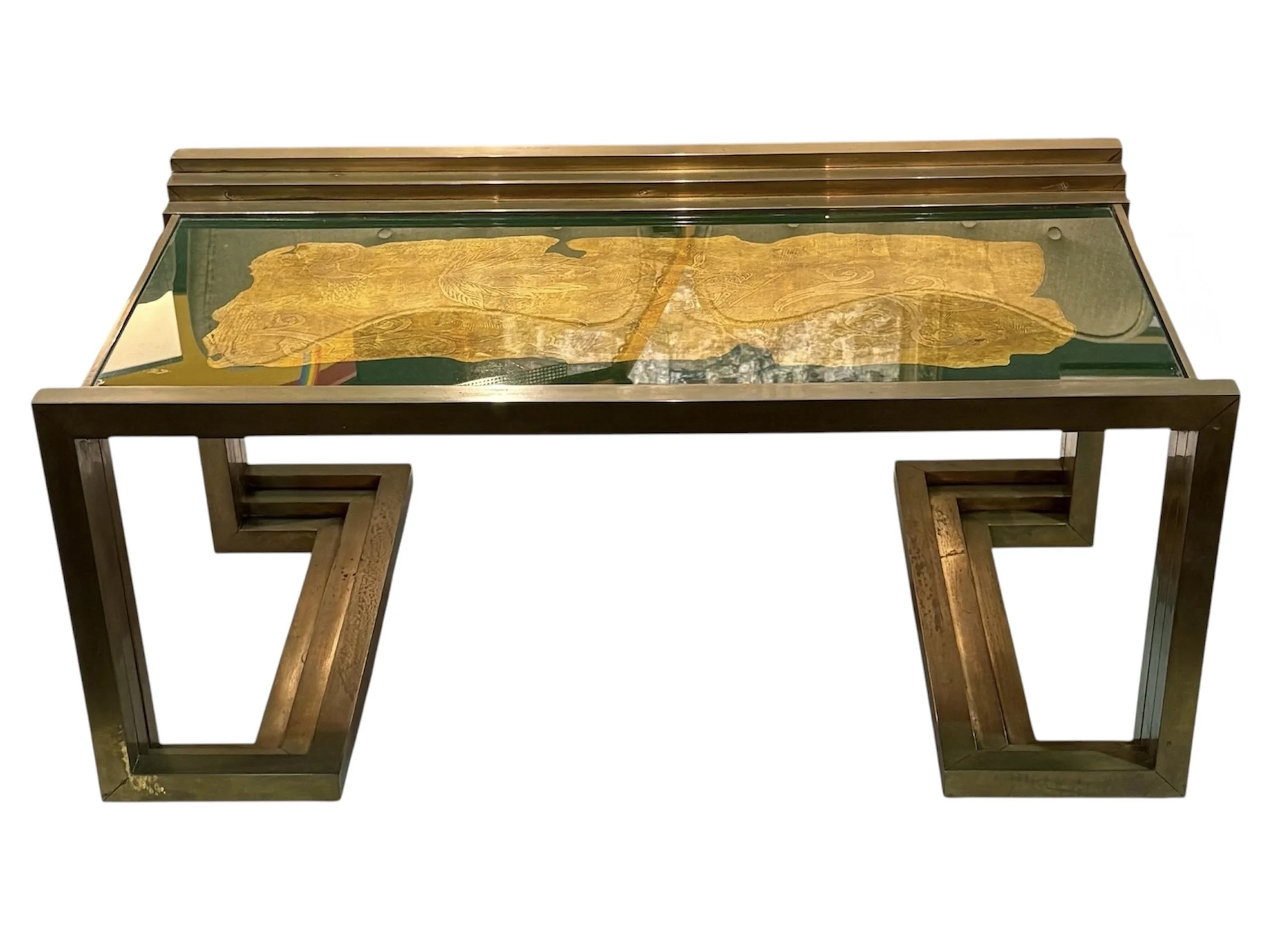 1960s Italian brass and glass coffee tble designed by Angelo Bragalini £2500