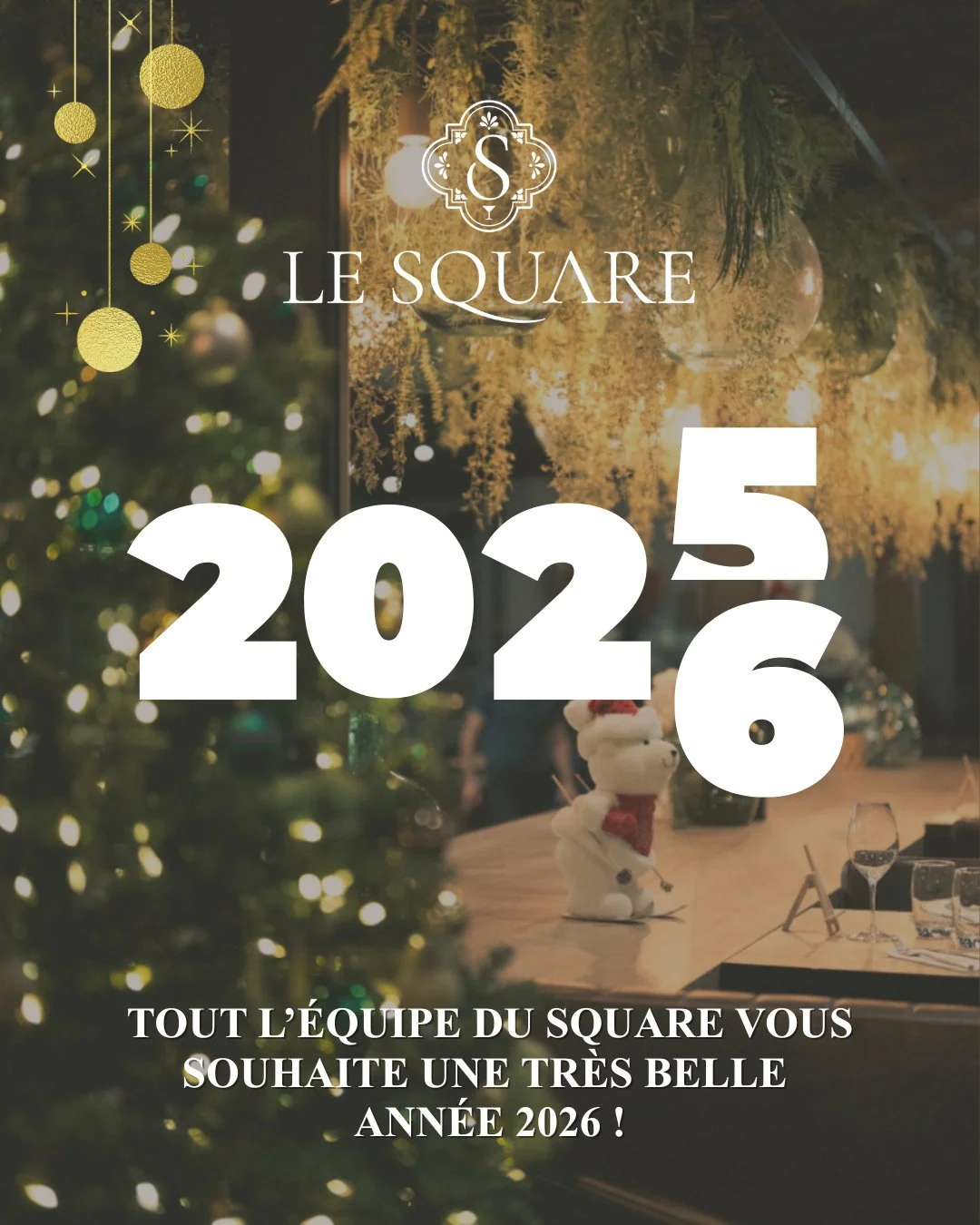 Toute l&rsquo;&eacute;quipe du Square  vous souhaite une bonne et heureuse ann&eacute;e 2026 ! 🥂

Nous avons h&acirc;te de cette nouvelle ann&eacute;e et de vous accueillir pour partager de d&eacute;licieux moments autour de nos tables. 😉

#Bra
