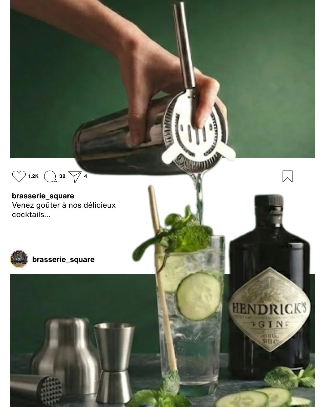 On mise tout sur la fra&icirc;cheur. 🥒✨

Pour ce cocktail, on utilise du Gin Hendrick's, reconnu pour ses notes de concombre et de rose. 

On y ajoute des fines rondelles de concombre frais, quelques feuilles de menthe et beaucoup de glace pour 