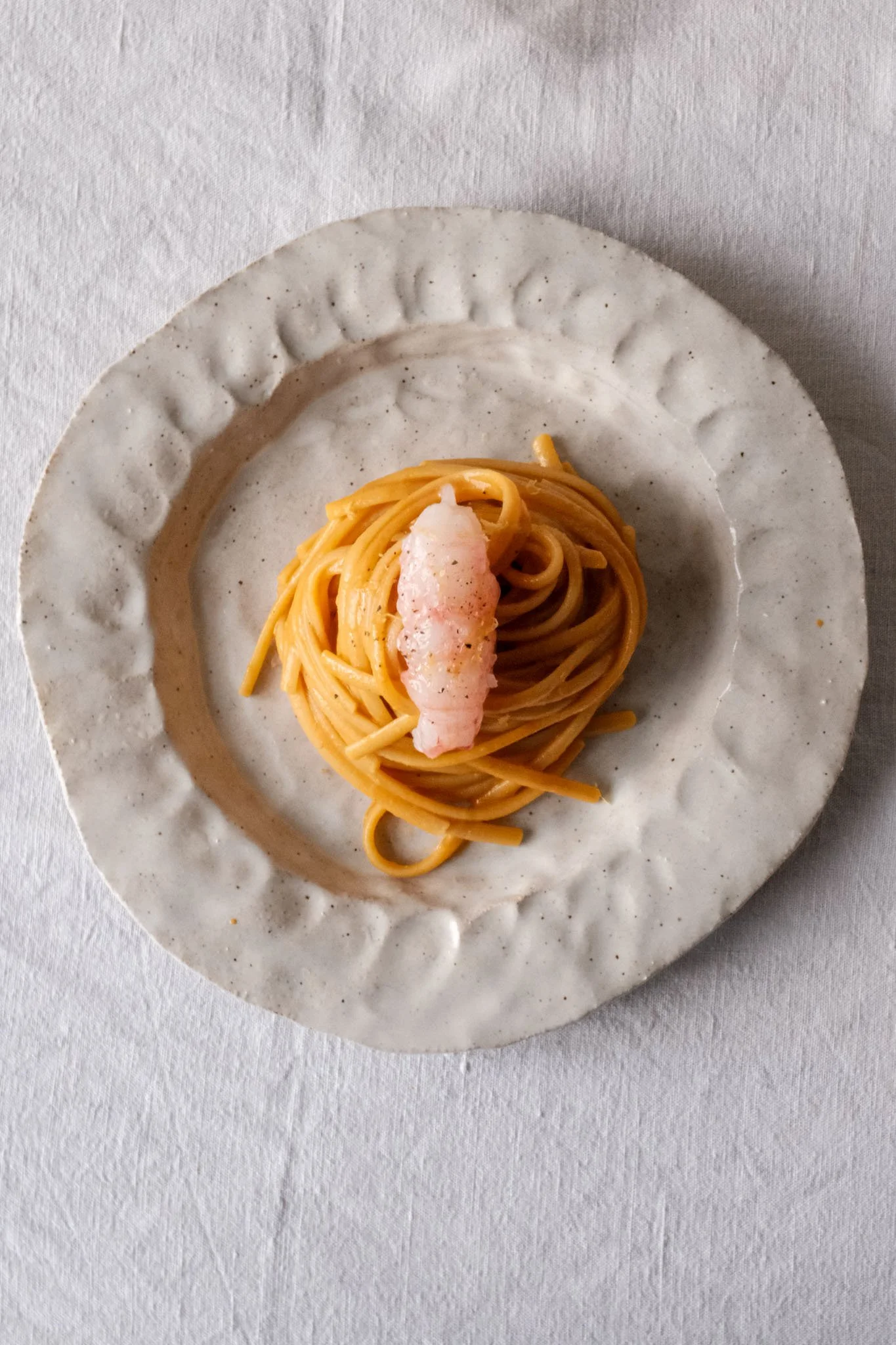 Linguine aux langoustines réalisées dans le cadre d'un cours de cuisine à domicile en couple à Nantes