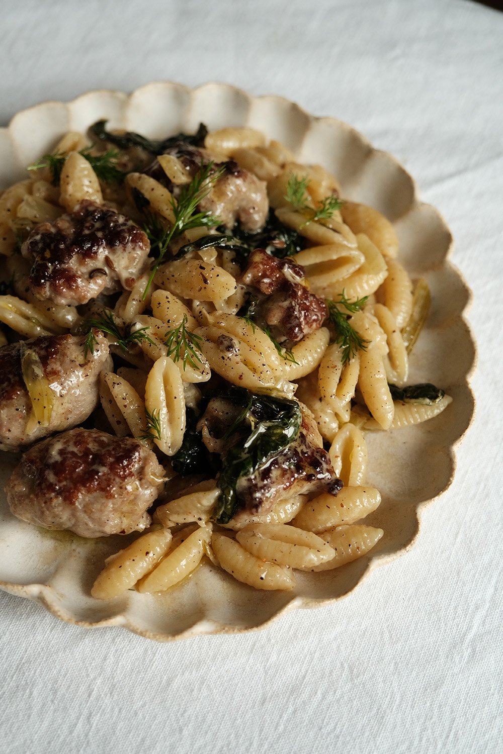 Gnocchetti saucisse, fenouil et crème