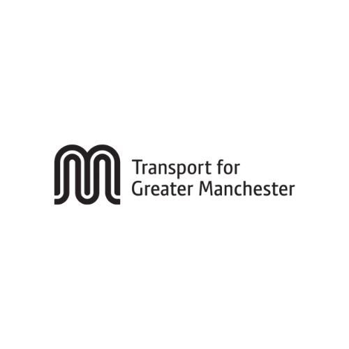 Logo of Transport for Greater Manchester with a stylized 'M' and text.