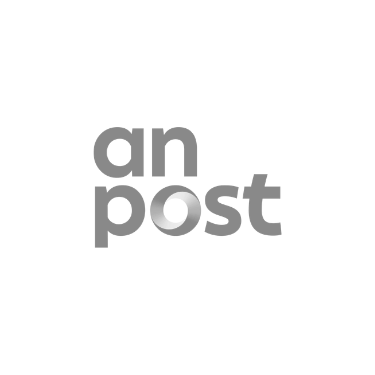 An illustration of a speech bubble with the words "an post" inside, in green text.
