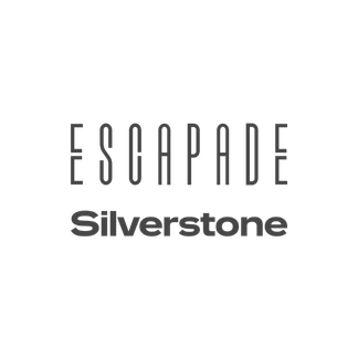 Logo with the text 'ESCAPADE' at the top, 'Silverstone' below, both in black font.