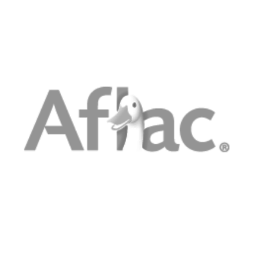 Aflac logo featuring the company name in blue letters and a white duck with an orange beak.