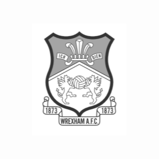 Wrexham A.F.C. football club crest featuring two red lions, a yellow football, and green, white, and red elements with the text 'WREXHAM A.F.C.' and the year 1873.