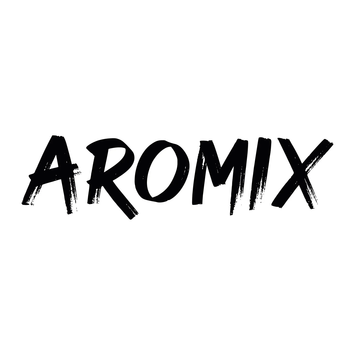 The word 'AROMIX' written in black, bold, distressed font on a white background.