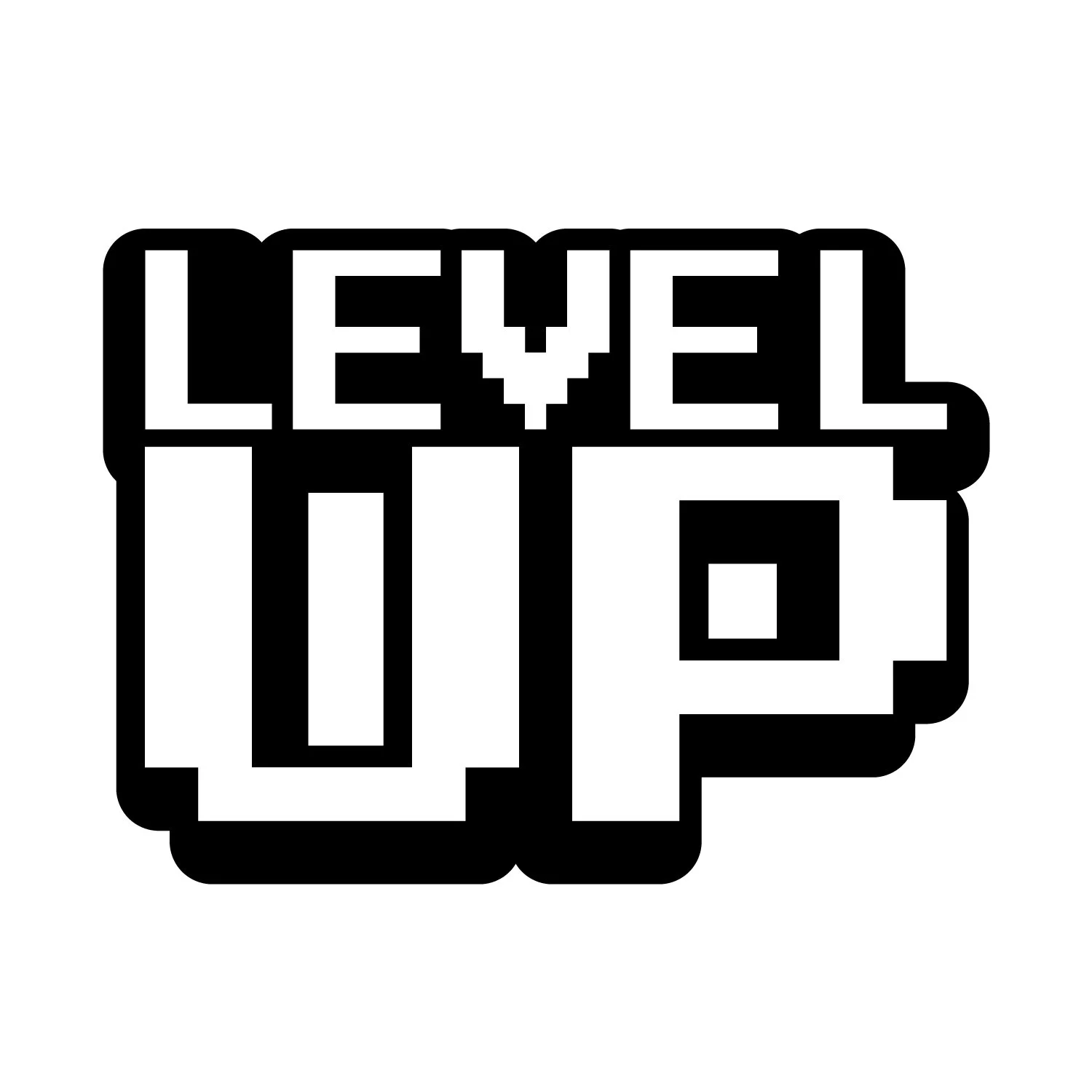 Pixel art style image of a raised hand with the middle finger extended, in black and white.
