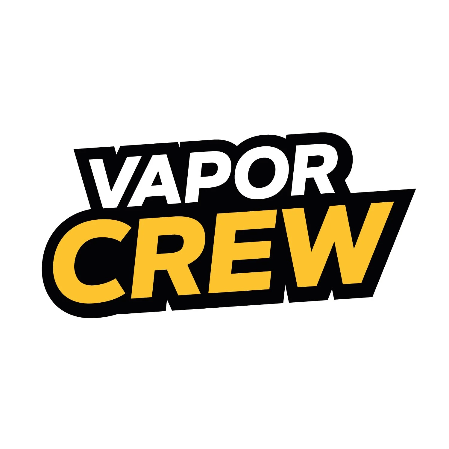 Vapor Crew logo with black, white, and yellow text.