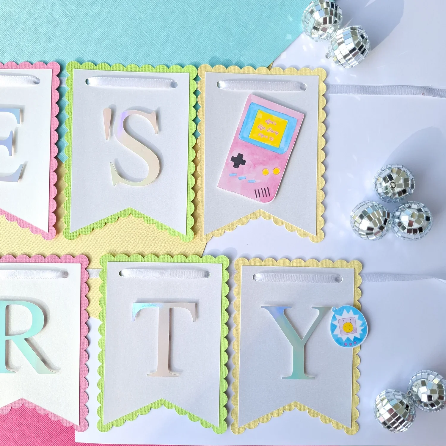 Personalised hen party banner 90s themed.webp