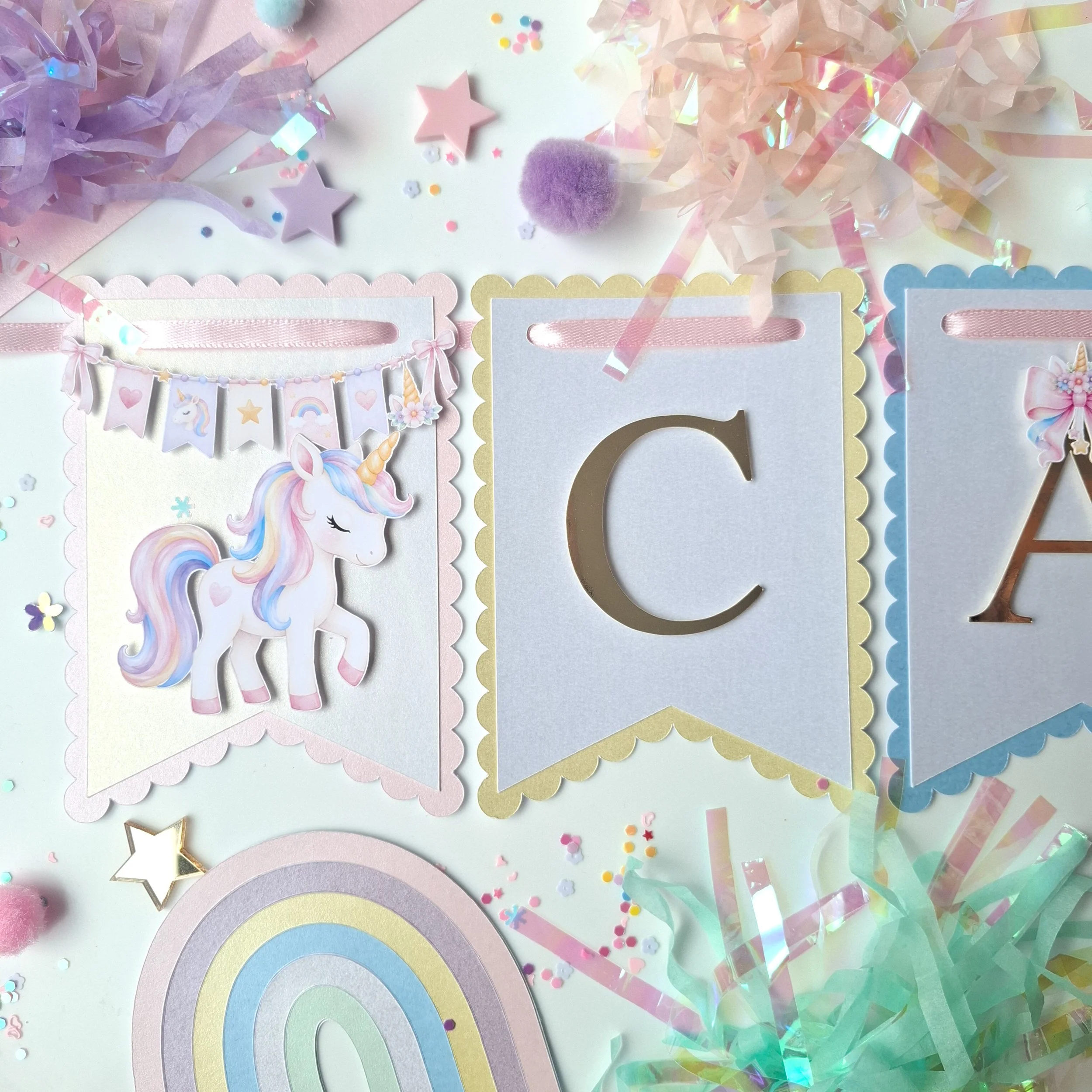 Personalised NEW Pastel Unicorn Birthday Banner