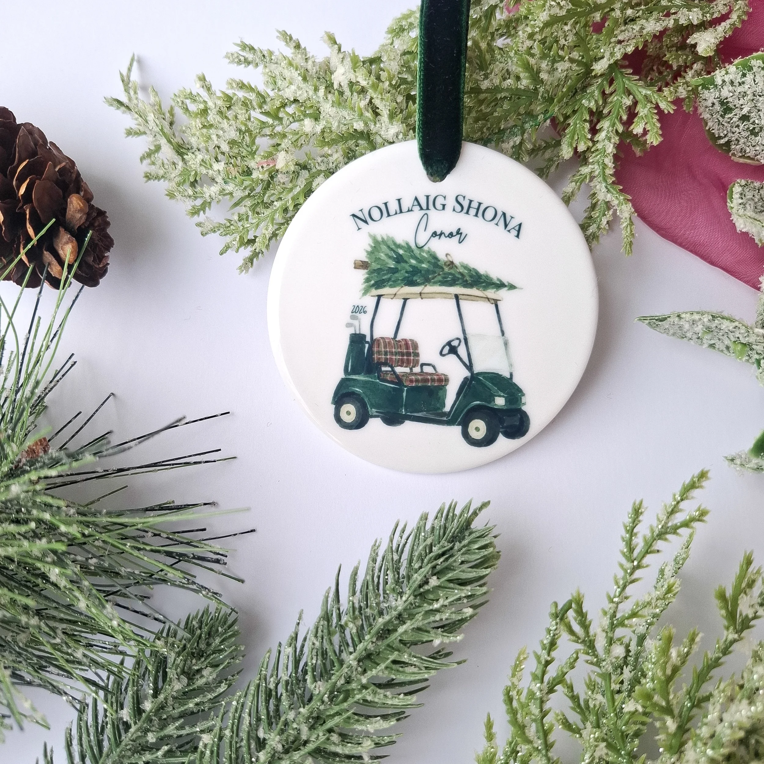 Personalised 2026 Personalised Golf Cart Christmas Decoration