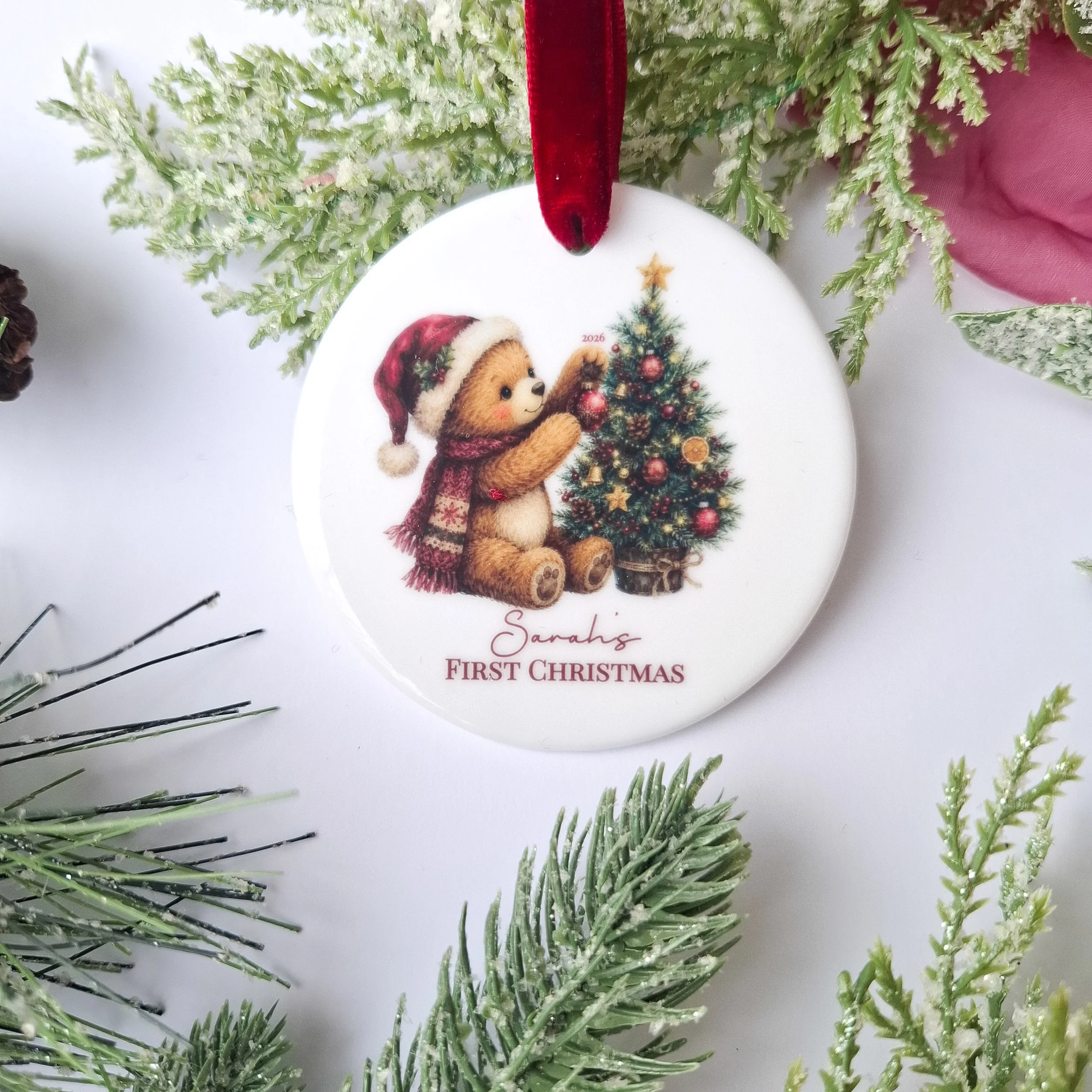Personalised 2026 First Christmas Bear Christmas Ornament