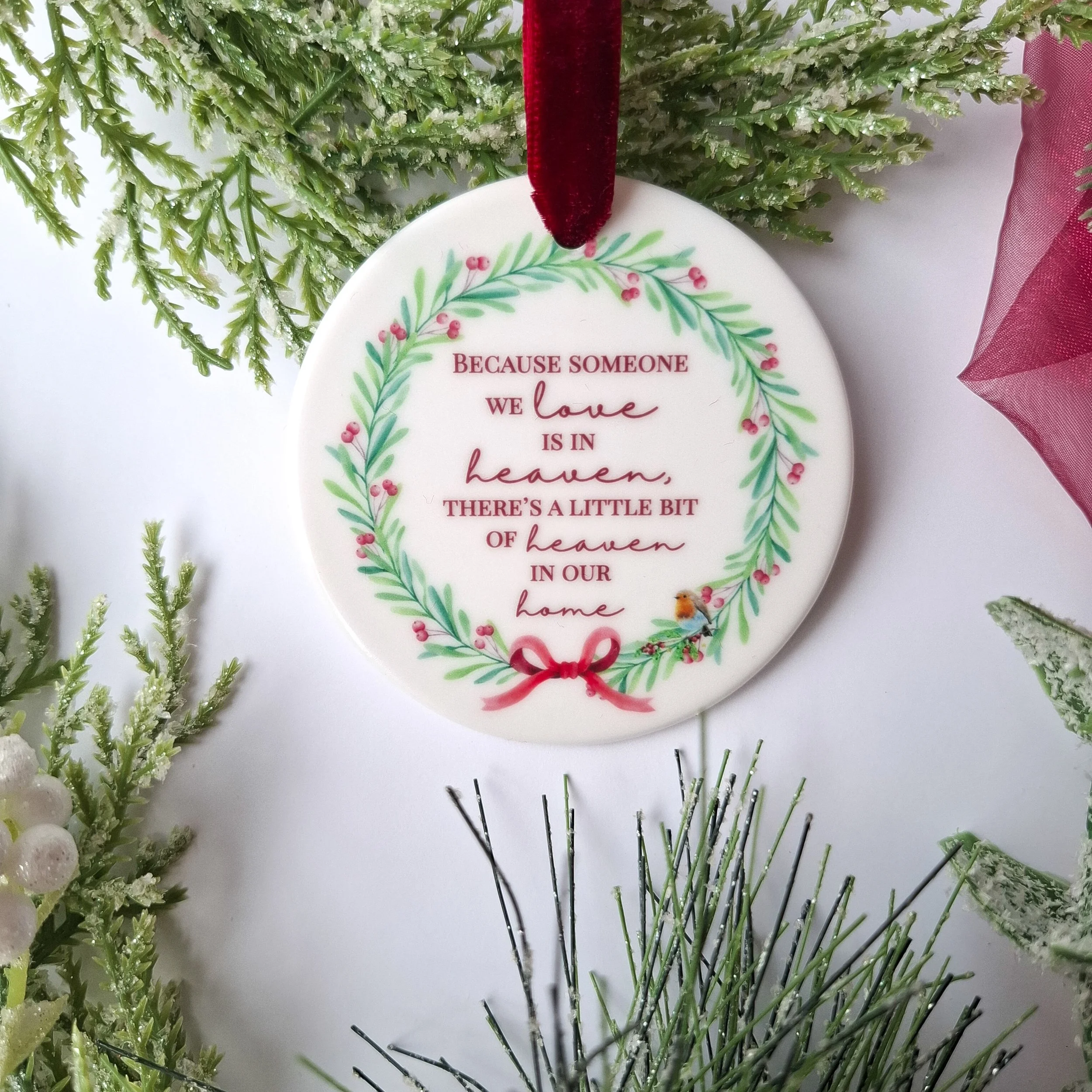 Because Someone We Love Is in Heaven – Ceramic Christmas Ornament