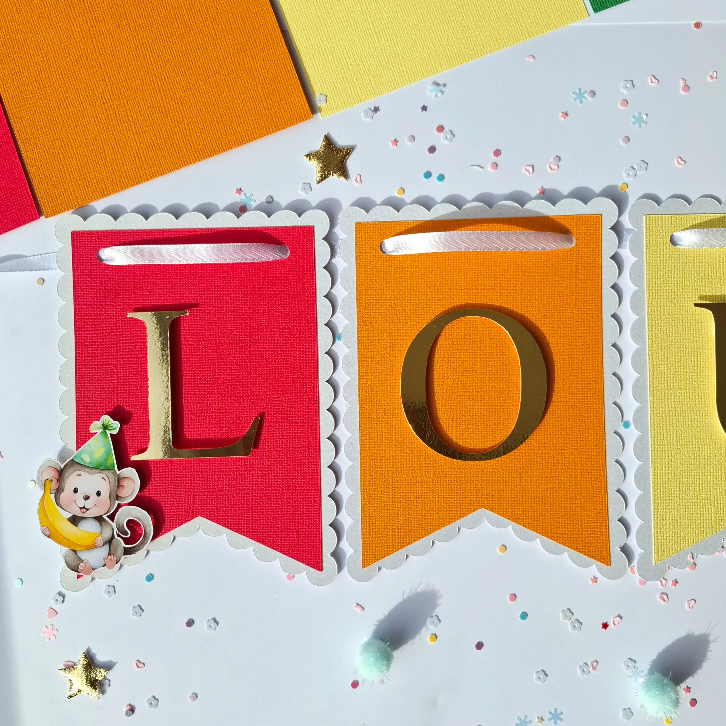 Personalised Colourful Birthday Banner with Giraffes