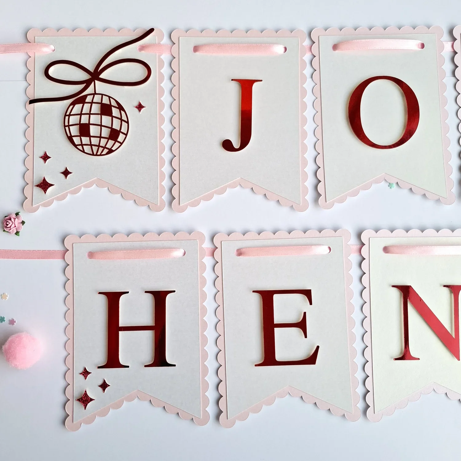 Personalised pink hen party banner decor.webp