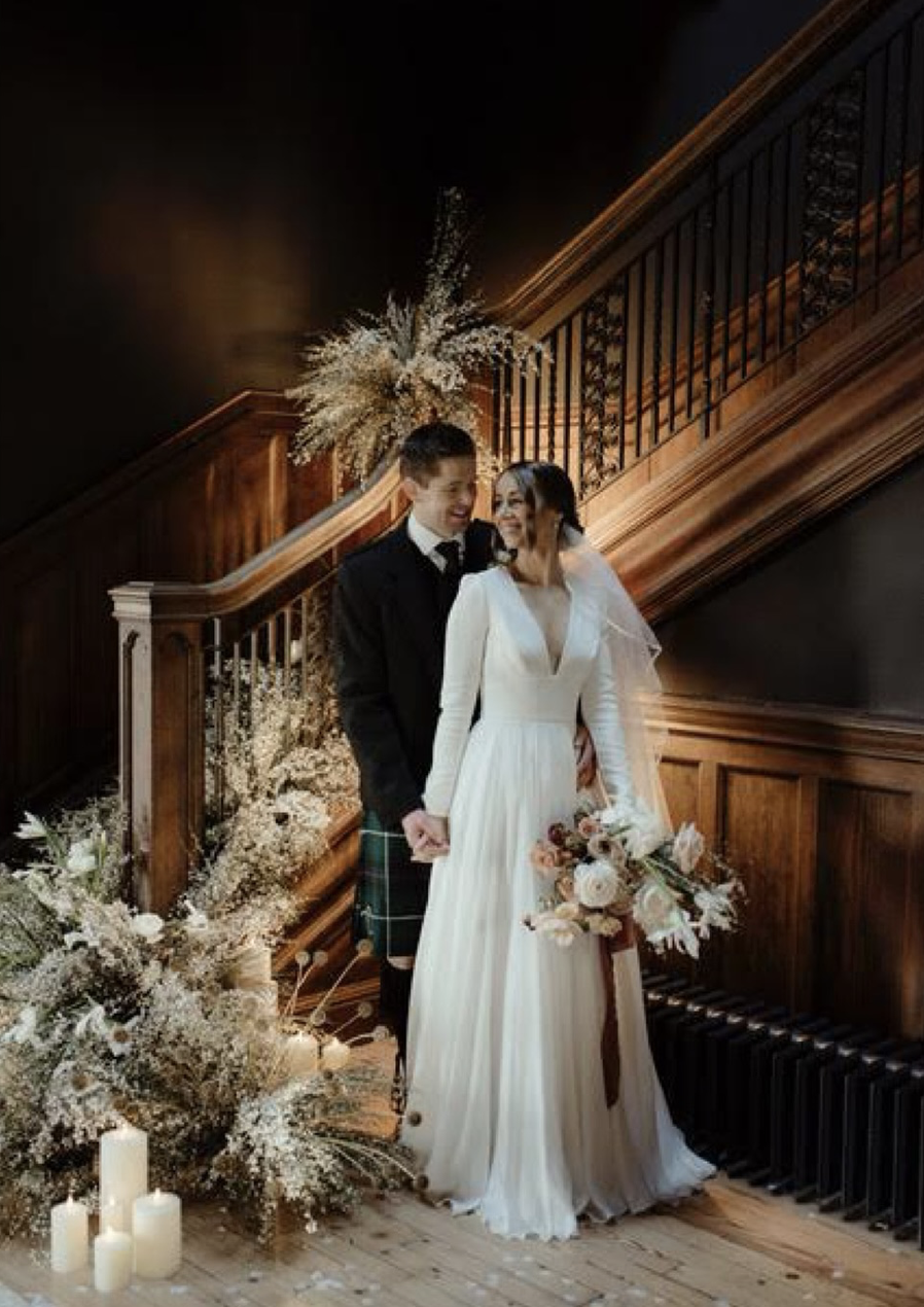 Wild Flower Workshop. Scottish wedding florist. creative floral design. Winter Wedding. Bridal bouquet. Wedding Arch. Glasgow. Edinburgh. 