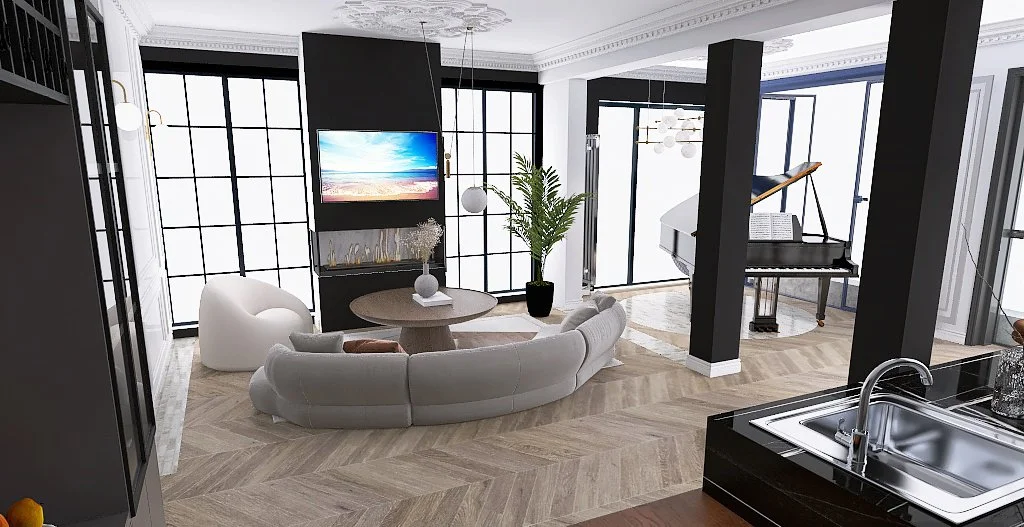 Render de la estancia después de la reforma.