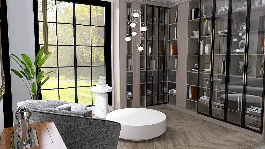 Render Reforma de estancia Biblioteca. 