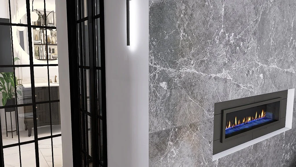 Chimenea interior de bioetanol dentro de la habitación principal. 