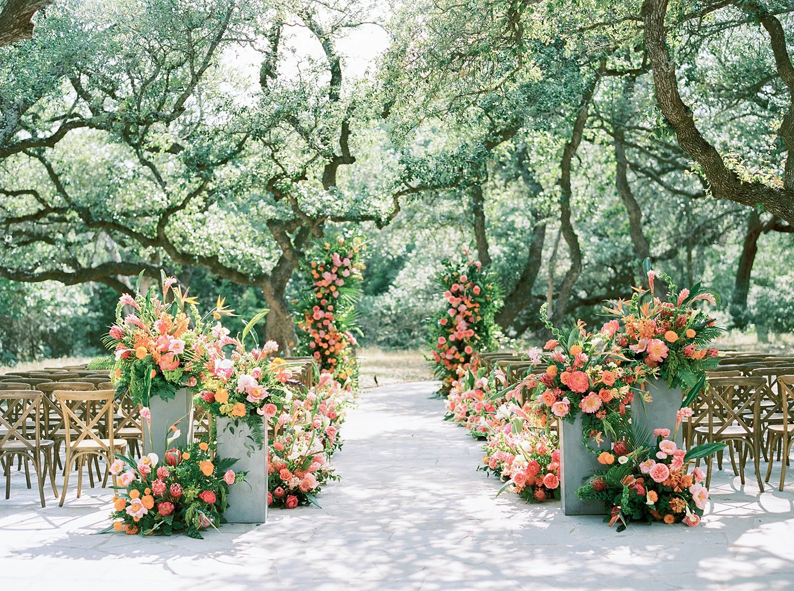 Ceremony florals at one of the best spaces for outdoor wedding venues in Austin