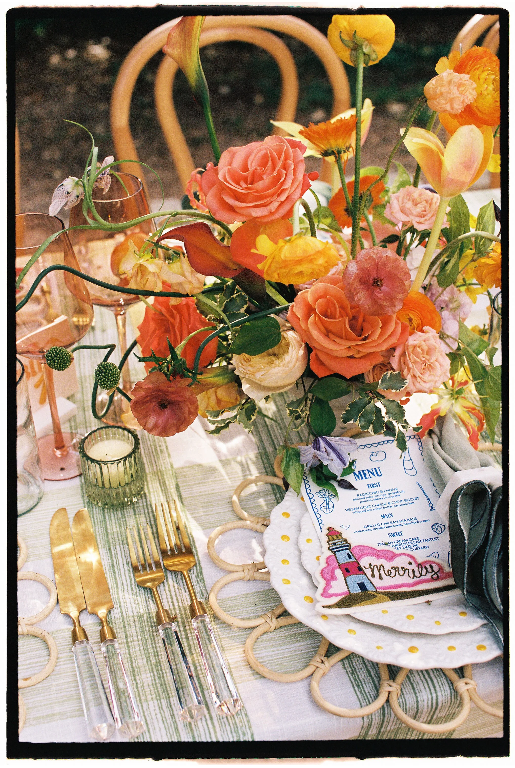 Close-Up of Romantic Garden Table Details