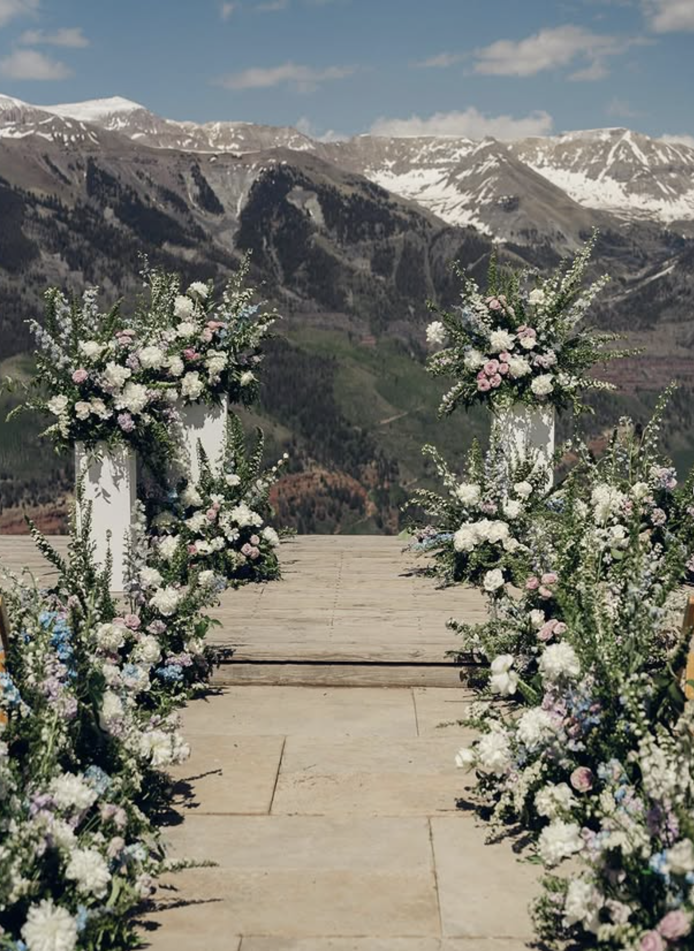  Gorgeous wedding ceremony set up with snow-capped mountains 