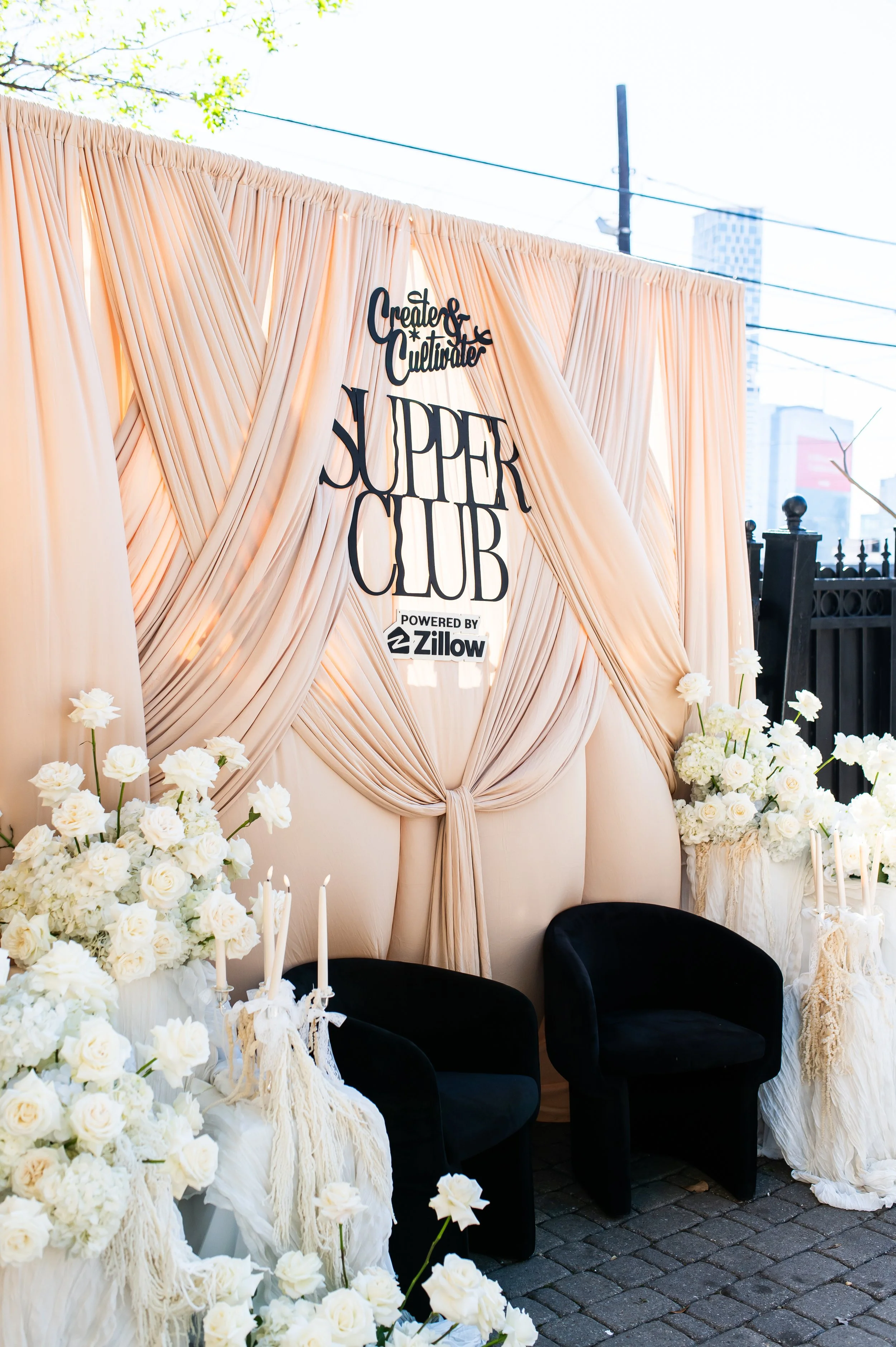  Gorgeous white floral installation for a corporate event in Austin. 