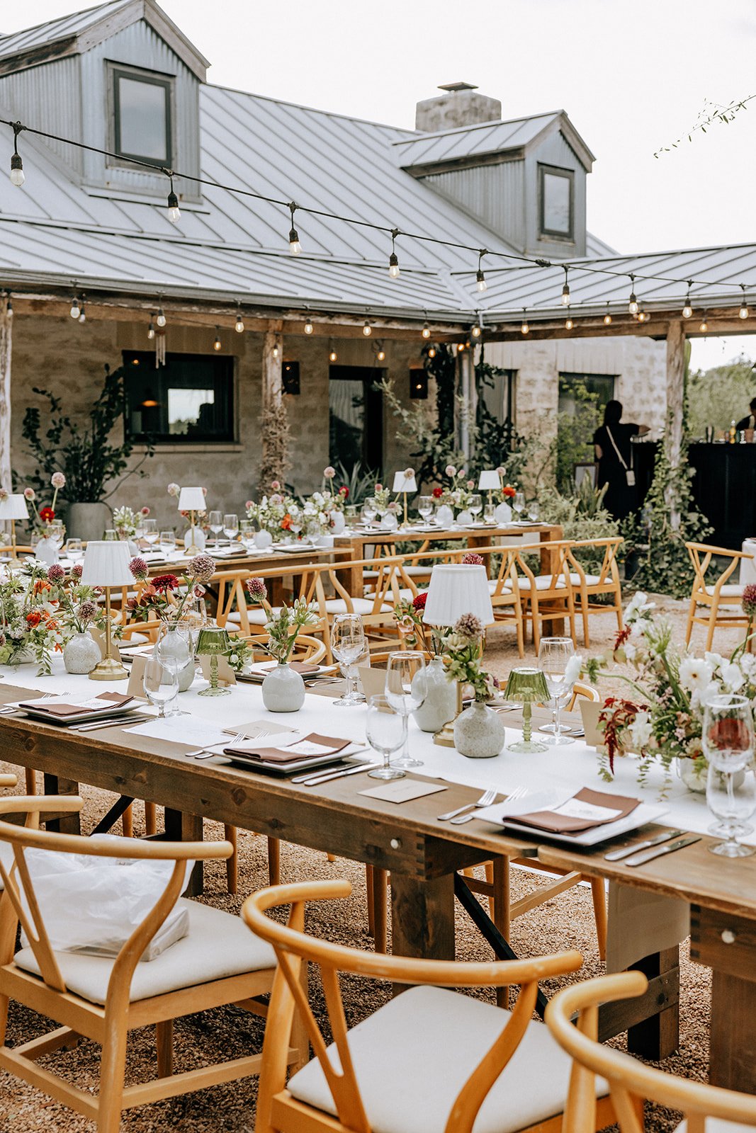  Nothing beats a patio wedding reception under string lights. 