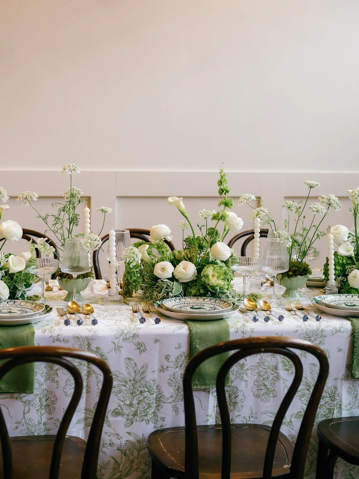 Green and White Florals
