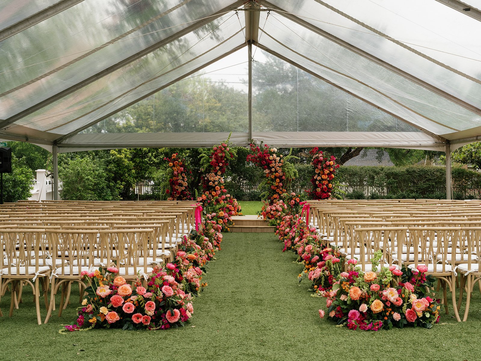Ceremony florals at Woodbine Mansion