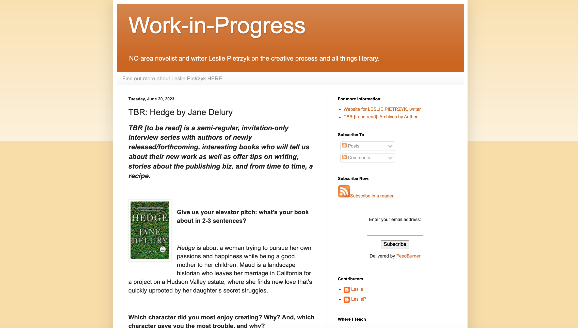 Work In Progress published an interview with Jane!