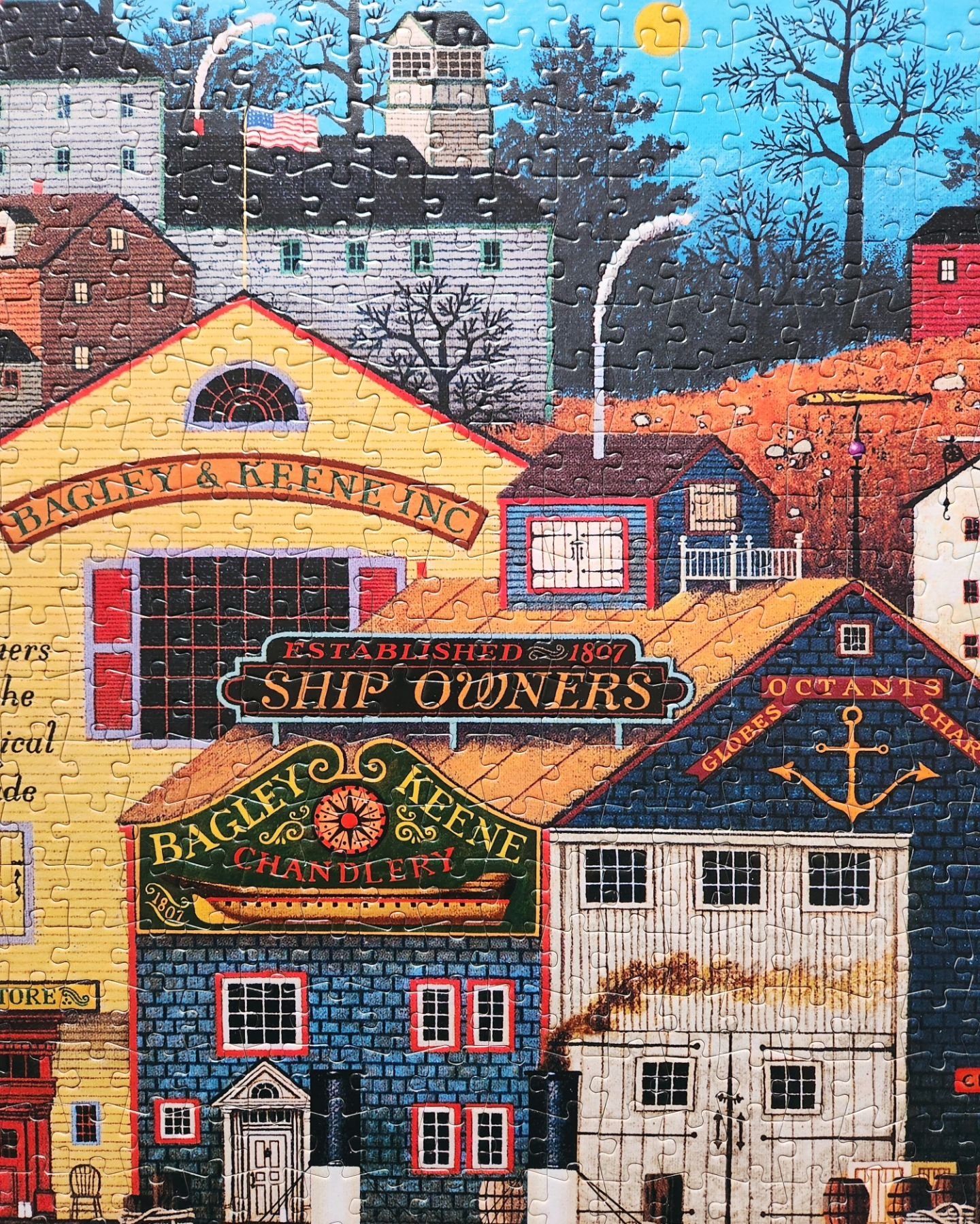The Bostonian 🐎🧩

This is the first Charles Wysocki puzzle I've done in years! It's not my go-to puzzle, but this puzzle came together really fast, and it was quite relaxing. I started with the boat, sky, and all the typography/signs. I think all t